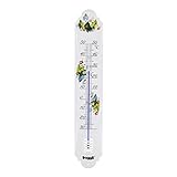 froggit XXL (ca. 50cm) Nostalgie Blechthermometer weiß (hochglanzpoliert) im Blumendesign...