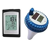 Percetey Wasser Thermometer,Wireless Solar Power Thermometer Digital für Teich- und Poolt...