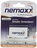 1x Nemaxx Lithium 9V Block Batterie für Rauchmelder 10 Jahre Lebensdauer