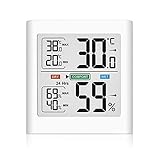 Digitales Thermometer Hygrometer Innen, Temperatur und Luftfeuchtigkeitmessgerät mit MIN/...
