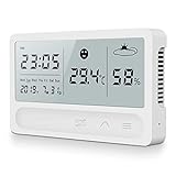 AngLink Digitales Thermo-Hygrometer Innen, 16:9 LCD Breitbild Monitor Tragbares Hygrometer...