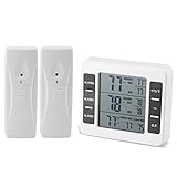 Digital Kühlschrank Thermometer, drahtlos Gefrierschrank Thermometer mit 2 Sensor für Zu...