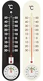 com-four® 2X Thermometer für Innen und Außen - Thermo-Hygrometer mit Grad Celsius Skala...