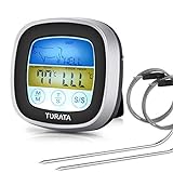TURATA Digitales Bratenthermometer, Grillthermometer BBQ Digital Thermometer Doppelsonde B...