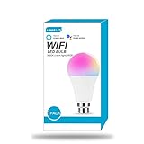 LOHAS WiFi-Smart-Glühbirne, 14 W = 100 W, B22 LED-Lampe, 1380 lm, Warmweiß + RGB WiFi-LE...