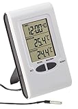 PEARL Außenthermometer: Digitales Innen- und Außen-Thermometer mit LCD-Display und Uhrze...