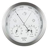 GardenMate® Wetterstation analog 3in1 Edelstahlrahmen Ø 14 cm Barometer Thermometer Hygr...