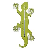HAB & GUT -TG001-HELLGRÜN- Fenster - Thermometer Gecko Lime/GRÜN/GELB aus Metall mit 4 e...