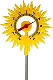 Lantelme Gartenthermometer Sonne mit Metall Erdspieß 60 cm Garten Deko für Außen Kunsts...