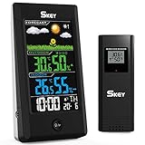 SKEY Wetterstation Funk mit Außensensor Wettervorhersage, Digitaler Thermometer-Hygromete...