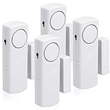 kwmobile 4er Set Tür Fenster Alarm - 4x akustischer Einbruchschutz mit Batterien - Drahtl...