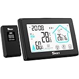 SKEY Wetterstation Funk mit Außensensor, Digital Touchscreen LCD-Anzeige Thermometer Hygr...
