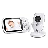 GHB Babyphone 3,2 Zoll Smart Baby Monitor mit TFT LCD Bildschirm Nachtsichtkamera und Temp...