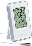 PEARL Außenthemperaturmesser: Digitales Innen- und Außen-Thermometer mit Uhrzeit und LCD...