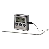 Xavax 2in1 Digitales Bratenthermometer (mit Küchenuhr, abnehmbarer Temperaturfühler, Gri...