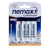1x Blister (4 Stück) Nemaxx 1,5V AA Lithium Batterie für Rauchmelder 10 Jahre Lebensdaue...