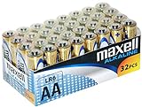 Maxell LR6 AA Mignon Alkaline Batterien (32 er Vorratspack)