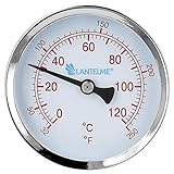 Lantelme Thermometer Heizung 120 °C Tauchhülse Kaltwasser Zeigerthermometer rot Analog H...