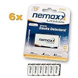 6X Nemaxx Lithium 9V Block Batterie Set für Rauchmelder 10 Jahre Lebensdauer