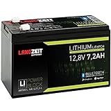 LANGZEIT Lithium Batterie 7,2Ah 12V LiFePO4 Akku Notbeleuchtung Alarmanlage USV (7,2AH)