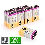 GP Extra Alkaline 9V Block Batterien (6LR61, MN1604, 9Volt E-Block) ideal für die Stromve...