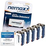 5X Nemaxx Lithium 9V Block Batterie Set für Rauchmelder 10 Jahre Lebensdauer