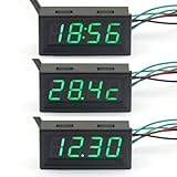 DROK® 12V Digital-Auto-Auto-Thermometer Voltmeter Zeit Test Voltage Meter Temperaturanzei...