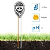 VDROL Boden-pH-Messgerät, 3-in-1, Bodentester, Feuchtigkeitsmesser, Licht- und pH-Säure-...
