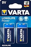 VARTA Longlife Power 9V Block 6LP3146 Batterie, Alkaline E-Block Batterien ideal für Feue...