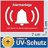 10 Stück Alarm Aufkleber Alarmgesichert Sticker innen & außen, Warnaufkleber Alarmanlage...