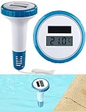 FreeTec Badethermometer: Digitales Solar-Teich-& Poolthermometer, LCD-Anzeige, wasserdicht...