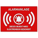 12 x Aufkleber Alarmgesichert (Klein - 7,4 x 5,2cm) - Schutz vor Einbruch in Auto und Wohn...