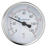 Lantelme Thermometer Heizung 120 °C Tauchhülse Kaltwasser Zeigerthermometer schwarz Anal...