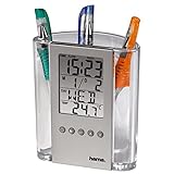Hama Uhr als Stiftehalter mit LCD-Thermometer, Wecker und Geburtstagsfunktion (multifunkti...