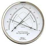 fischer, Raumklimamesser mit Hygrometer und Thermometer, Edelstahl-Gehäuse, 30 x 13 x 3...