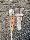 STYYL / Analoge-Wetterstation, Regenmesser + Thermometer als Gartenstecker am Stab 125cm