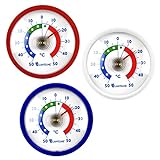 Lantelme Analog Thermometer Set 3 Stück Rot Weiß Blau Selbstklebend Kühlschrankthermome...