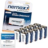 10x Nemaxx Lithium 9V Block Batterie Set für Rauchmelder 10 Jahre Lebensdauer